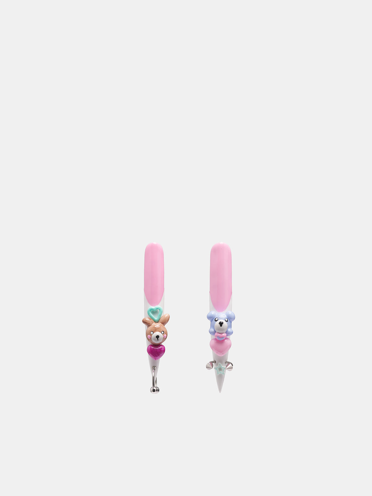 Resin Kawaii Stiletto Nail Earrings (JW15-MULTI-SILVER)