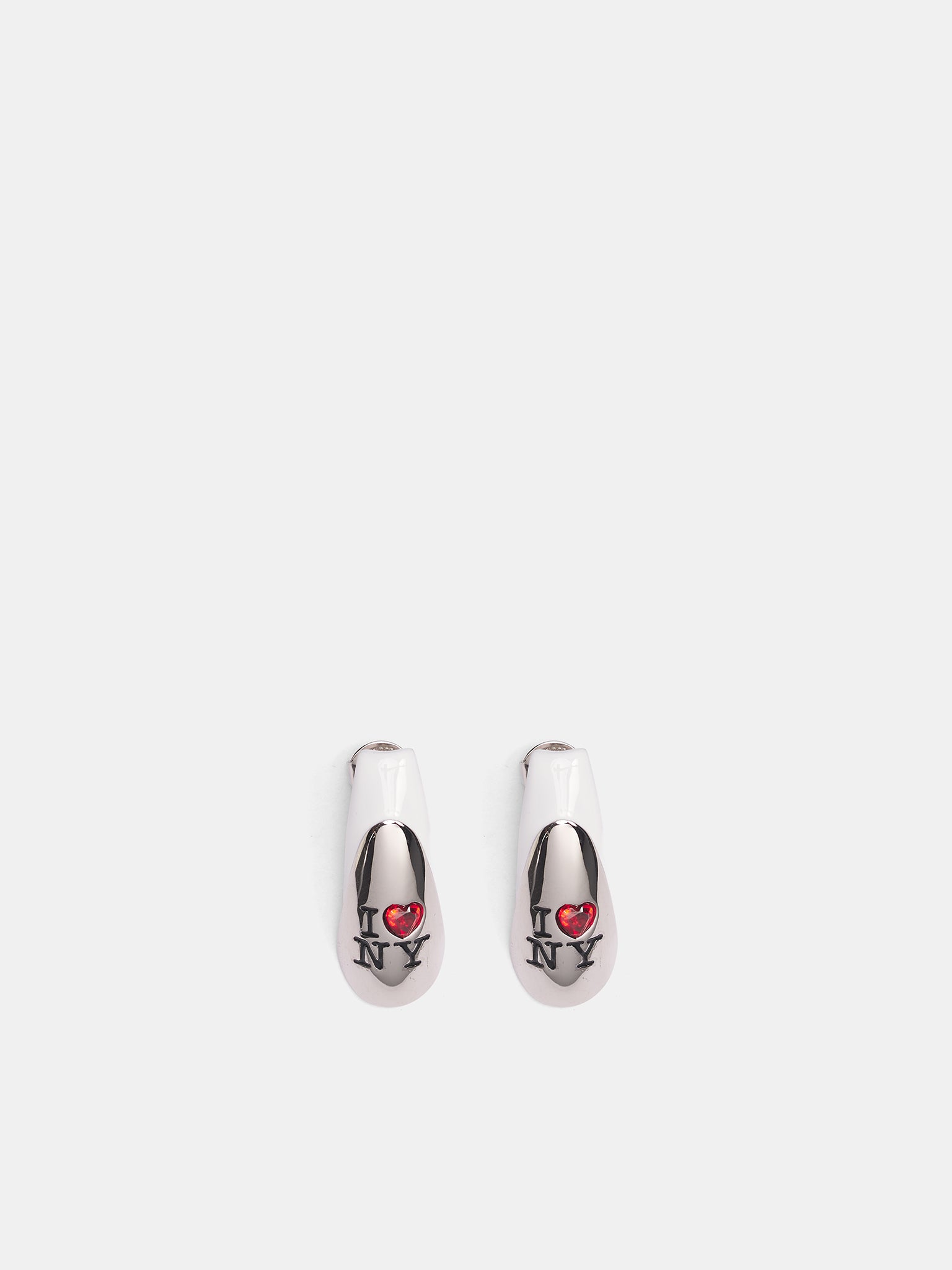 I <3 NY Nail Earrings (JW15-SILVER-WHITE-BLACK-RED)