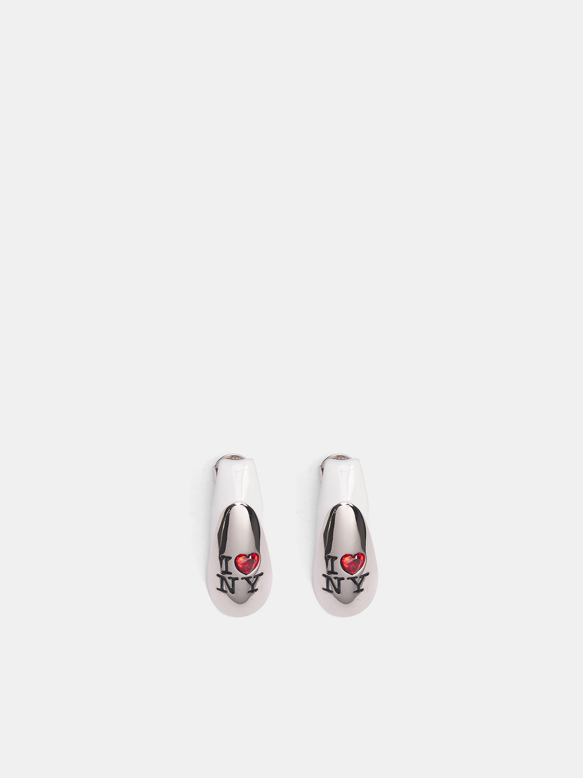 I <3 NY Nail Earrings (JW15-SILVER-WHITE-BLACK-RED)