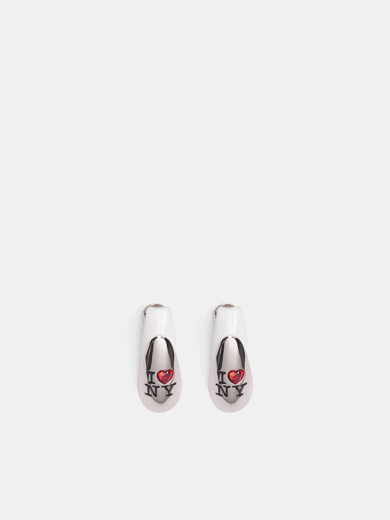 I <3 NY Nail Earrings (JW15-SILVER-WHITE-BLACK-RED)