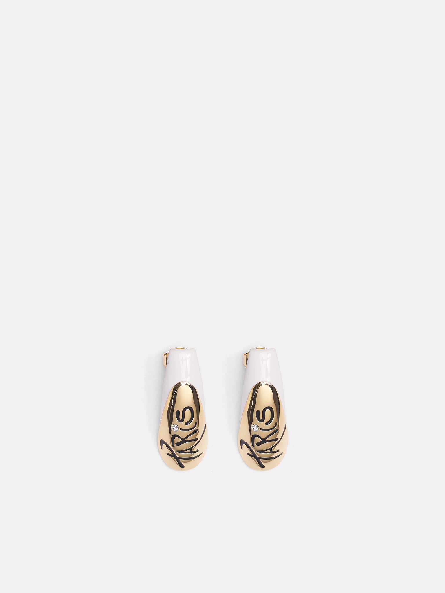Paris Rhinestone Nail Earrings (JW16-GOLD-WHITE-BLACK-WHITE)