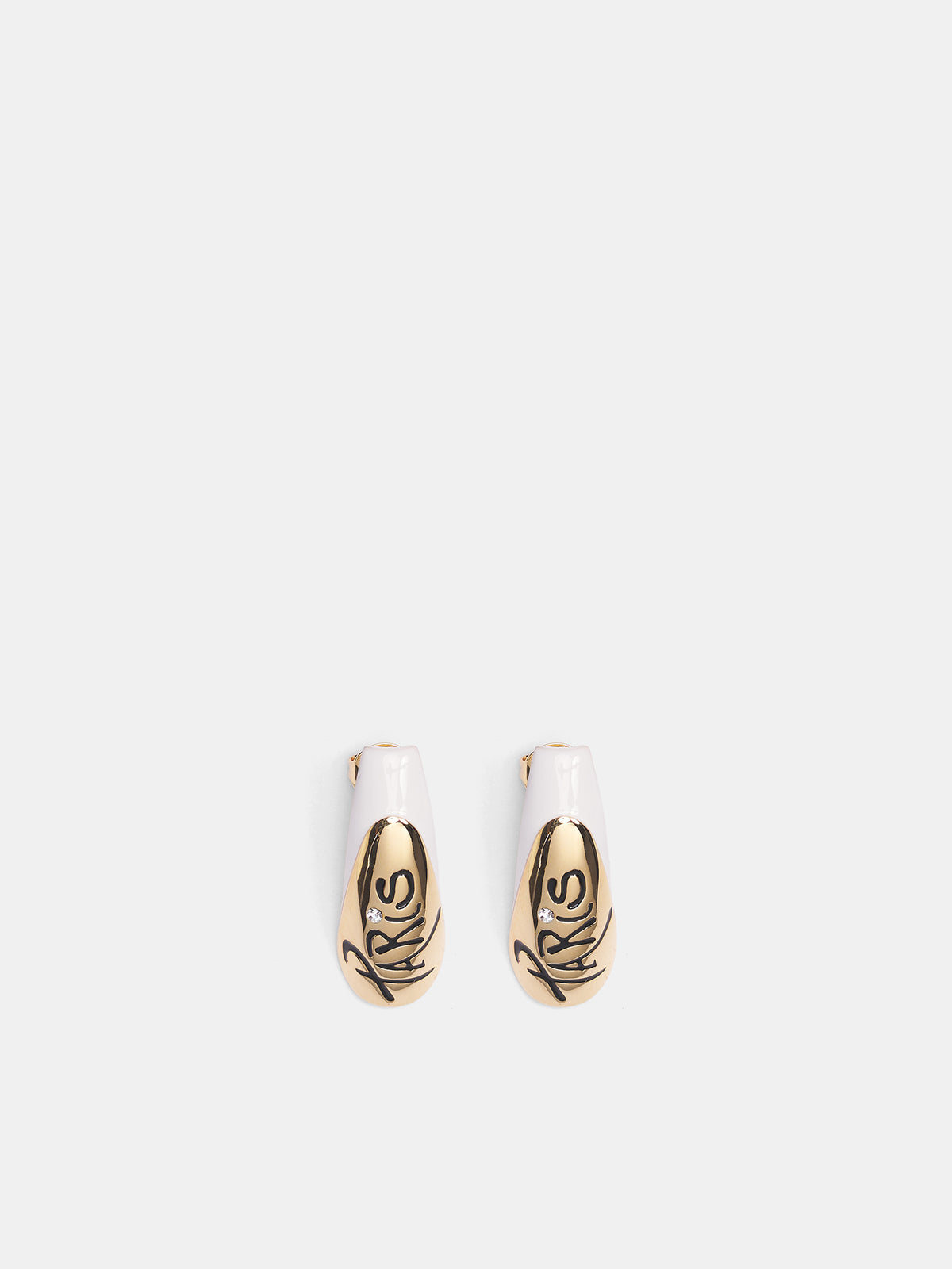 Paris Rhinestone Nail Earrings (JW16-GOLD-WHITE-BLACK-WHITE)