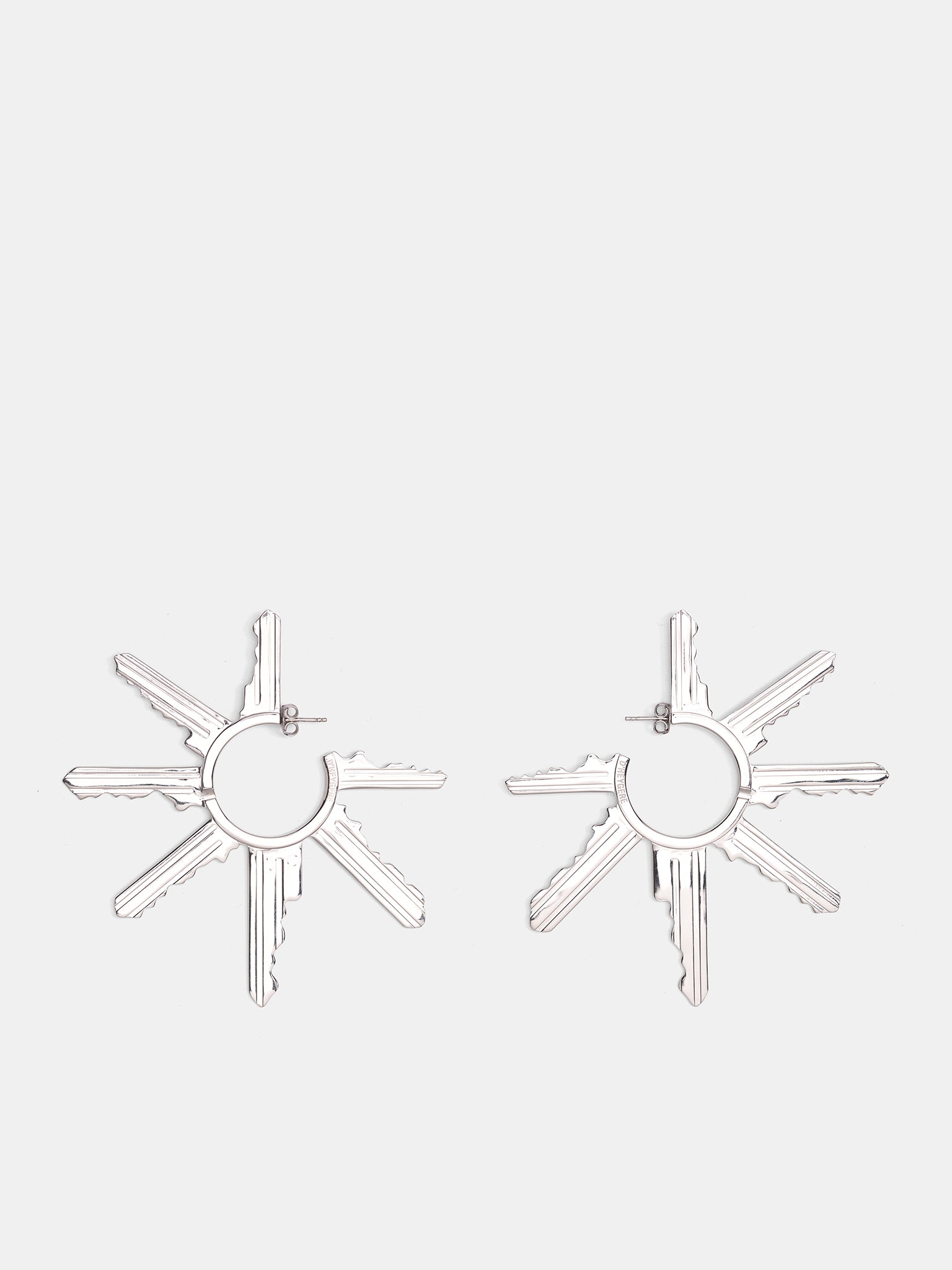 Silver Key Hoop Earrings (JW25-OLD-SILVER)