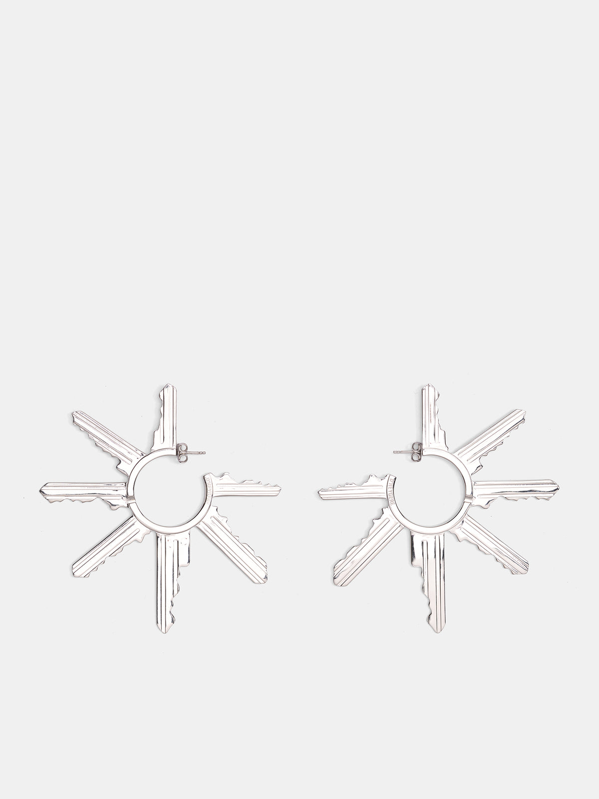 Silver Key Hoop Earrings (JW25-OLD-SILVER)