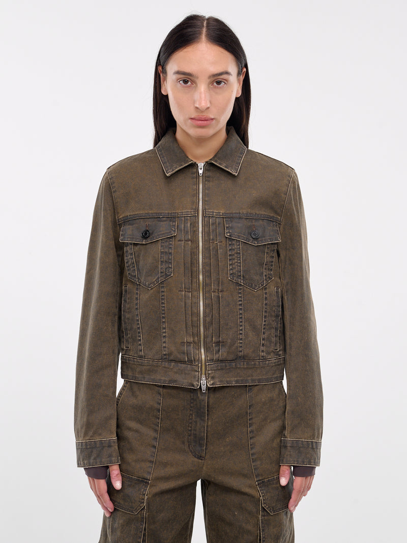 Zip-Up Trucker Jacket (JW4811W02-BROWN)