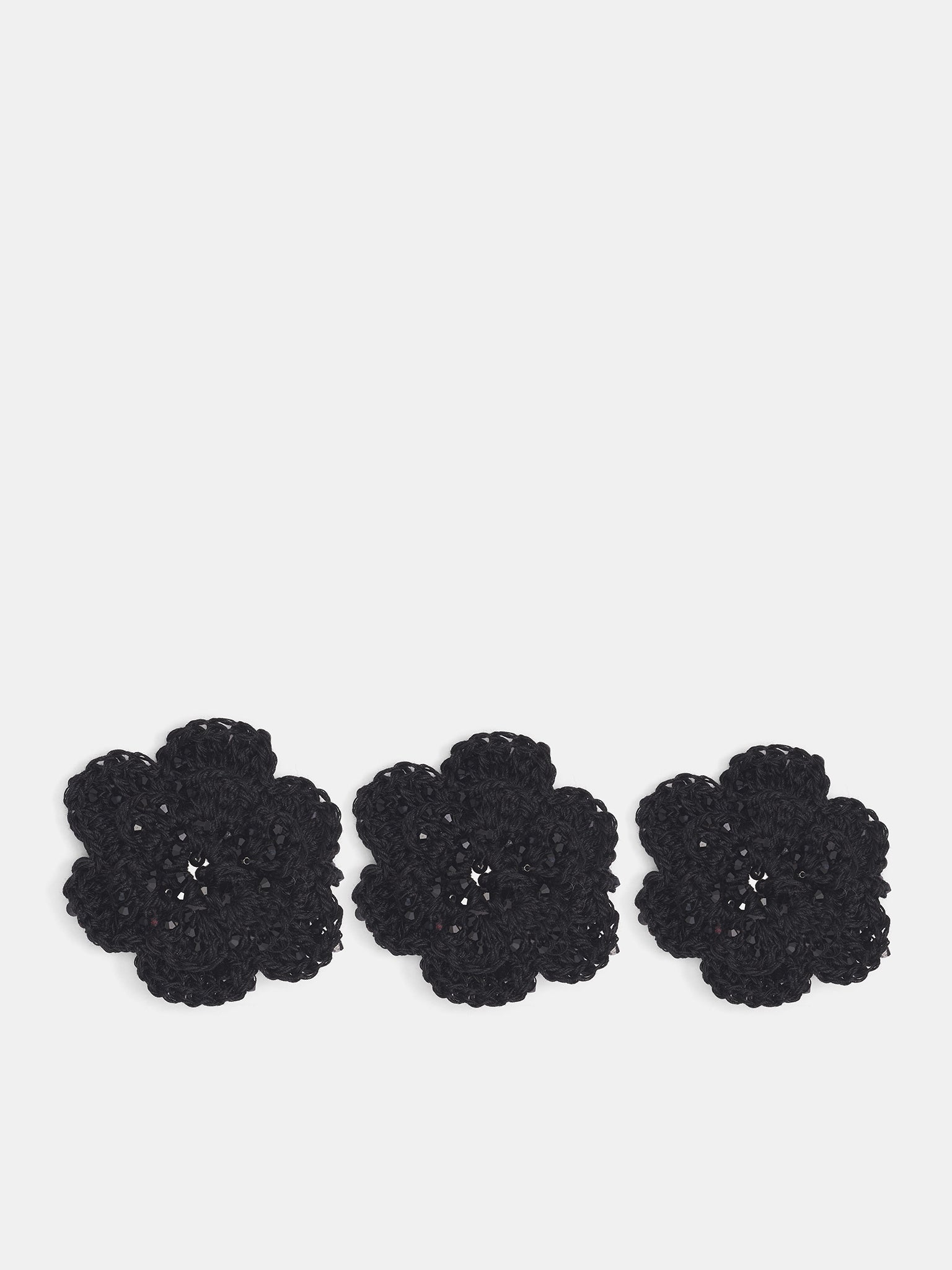 Black Beaded Crochet Rose Pin (JW88-FI01-BLACK)
