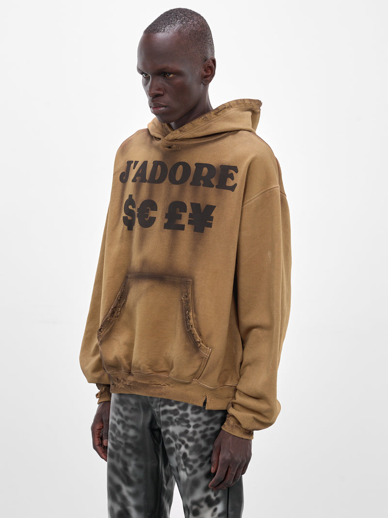 Brown J'Adore $€£¥ Distressed Hoodie (J'ADORE£€$)