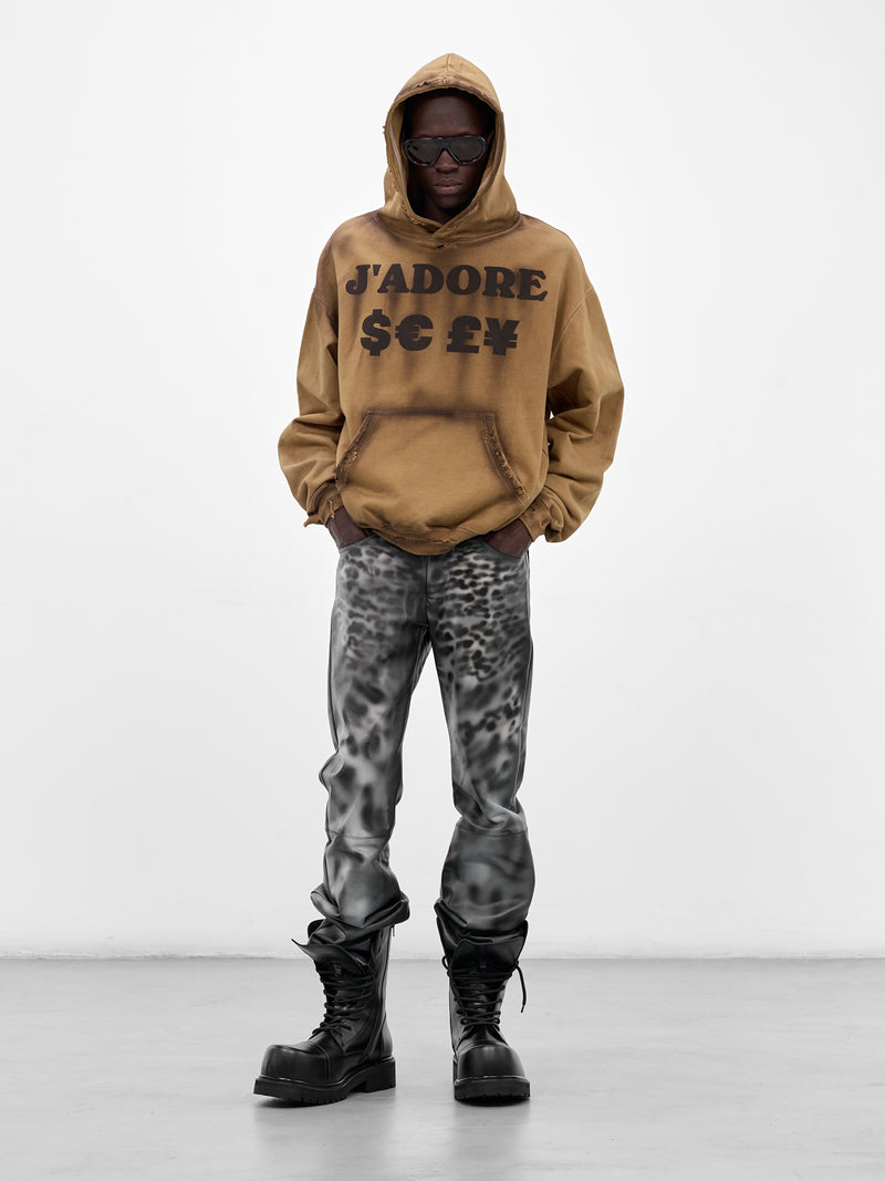 Brown J'Adore $€£¥ Distressed Hoodie (J'ADORE£€$)