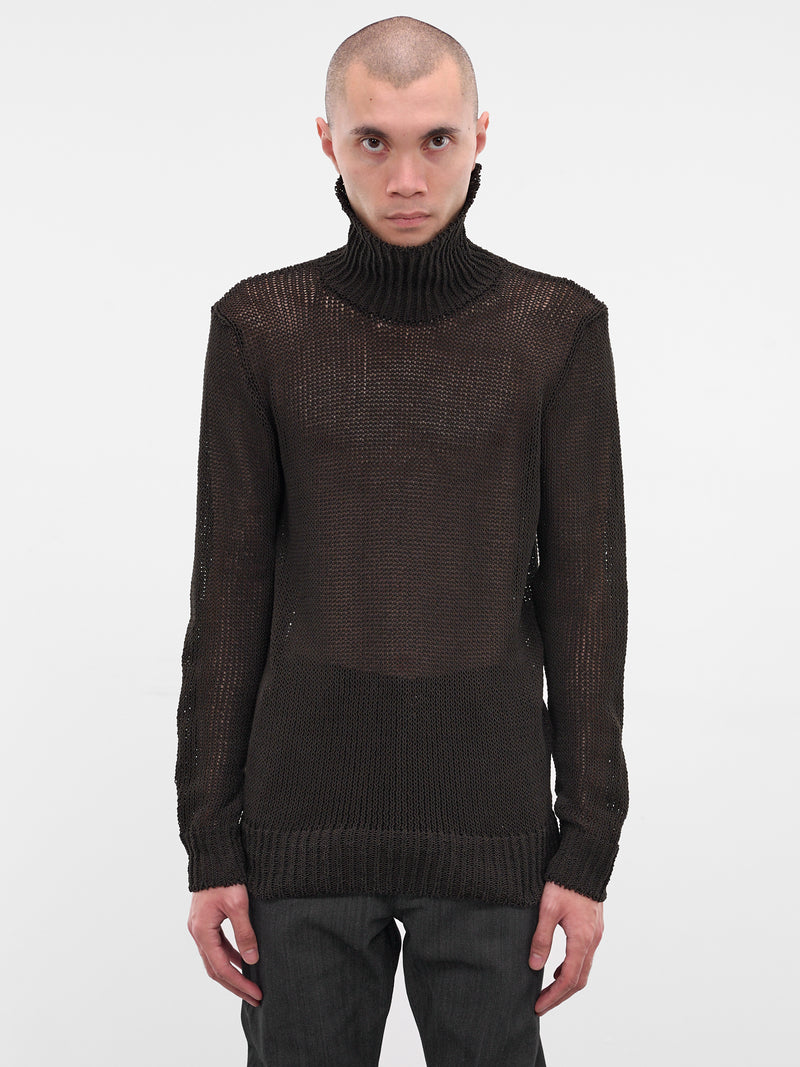 Dark Green Cotton Knit Turtleneck Sweater (K-211-88-DARK-GREY)