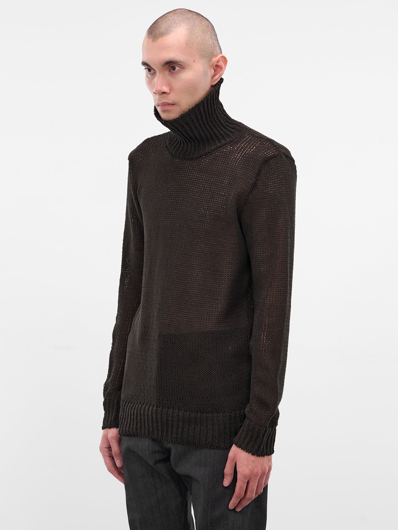 Black Cotton Knit Turtleneck Sweater (K-211-88-DARK-GREY)