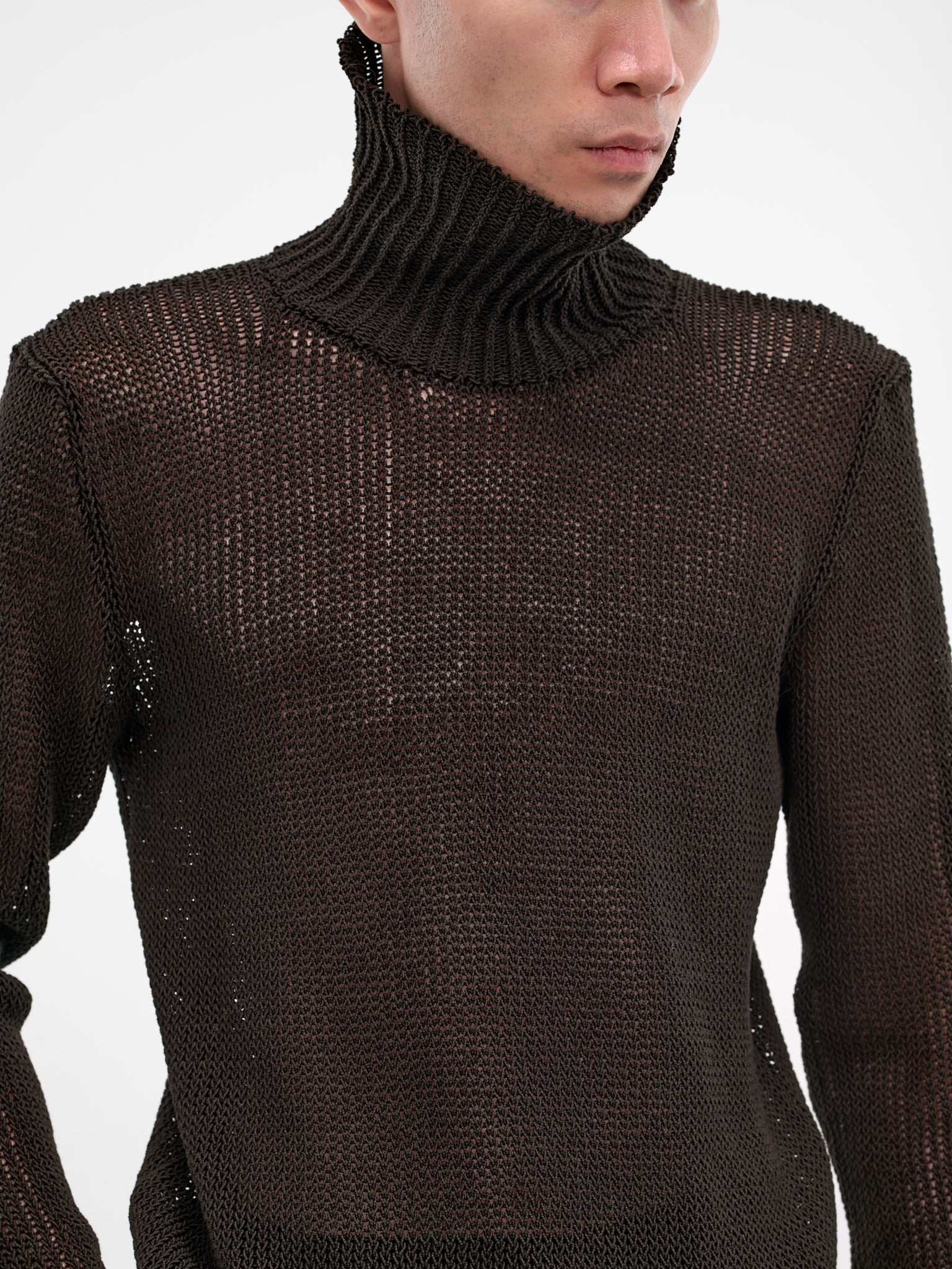 Black Cotton Knit Turtleneck Sweater (K-211-88-DARK-GREY)