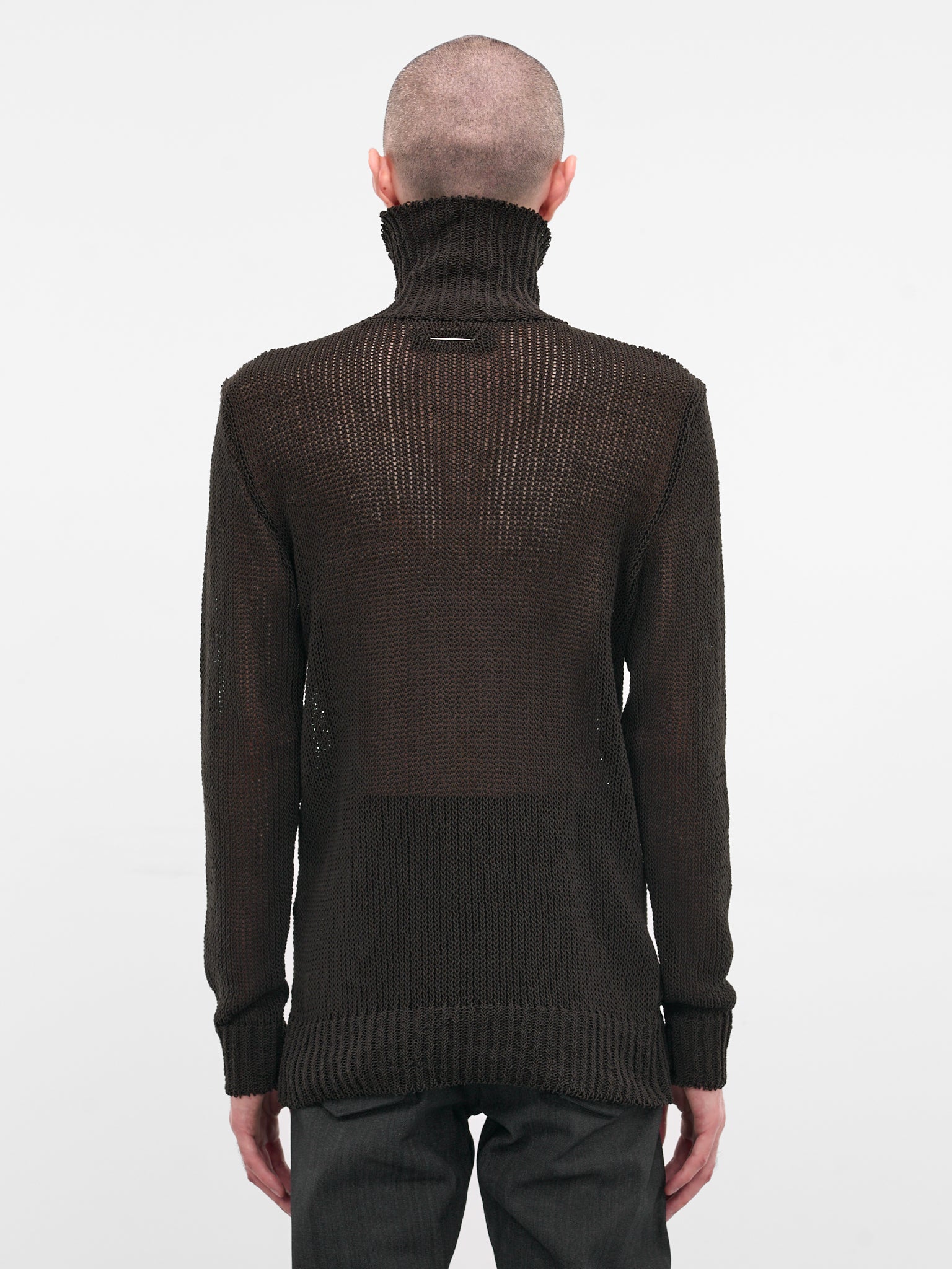 Black Cotton Knit Turtleneck Sweater (K-211-88-DARK-GREY)