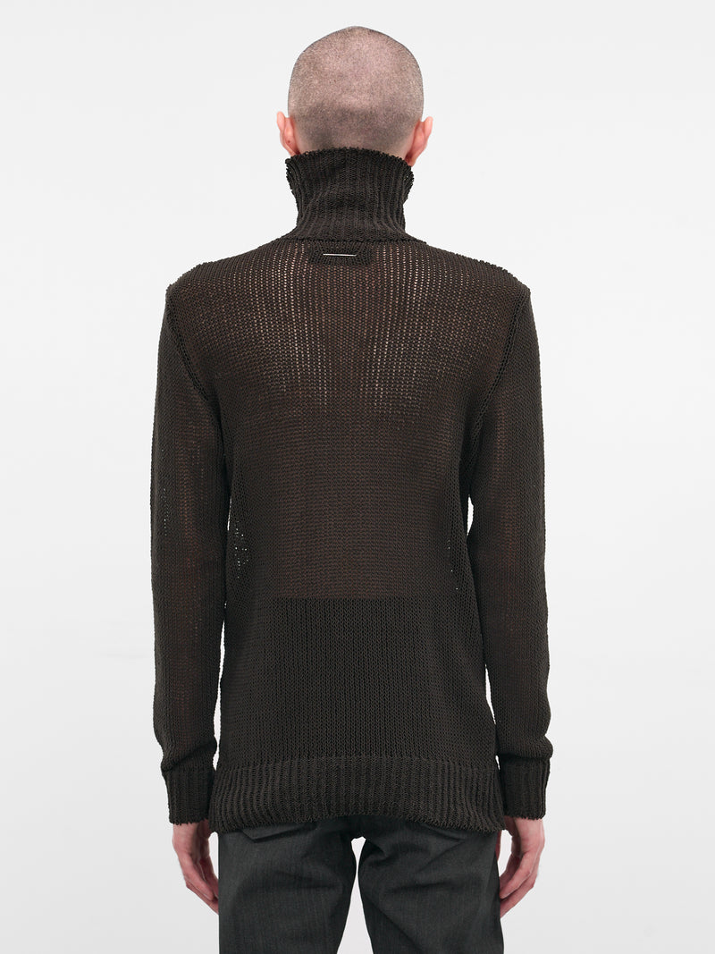 Dark Green Cotton Knit Turtleneck Sweater (K-211-88-DARK-GREY)