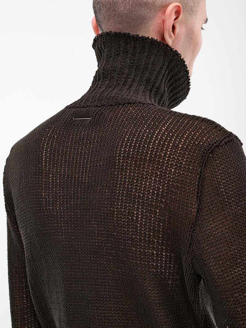 Dark Green Cotton Knit Turtleneck Sweater (K-211-88-DARK-GREY)