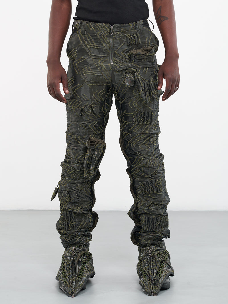 MOKOO Embroidered Wave Shoe Trousers | H. Lorenzo - front