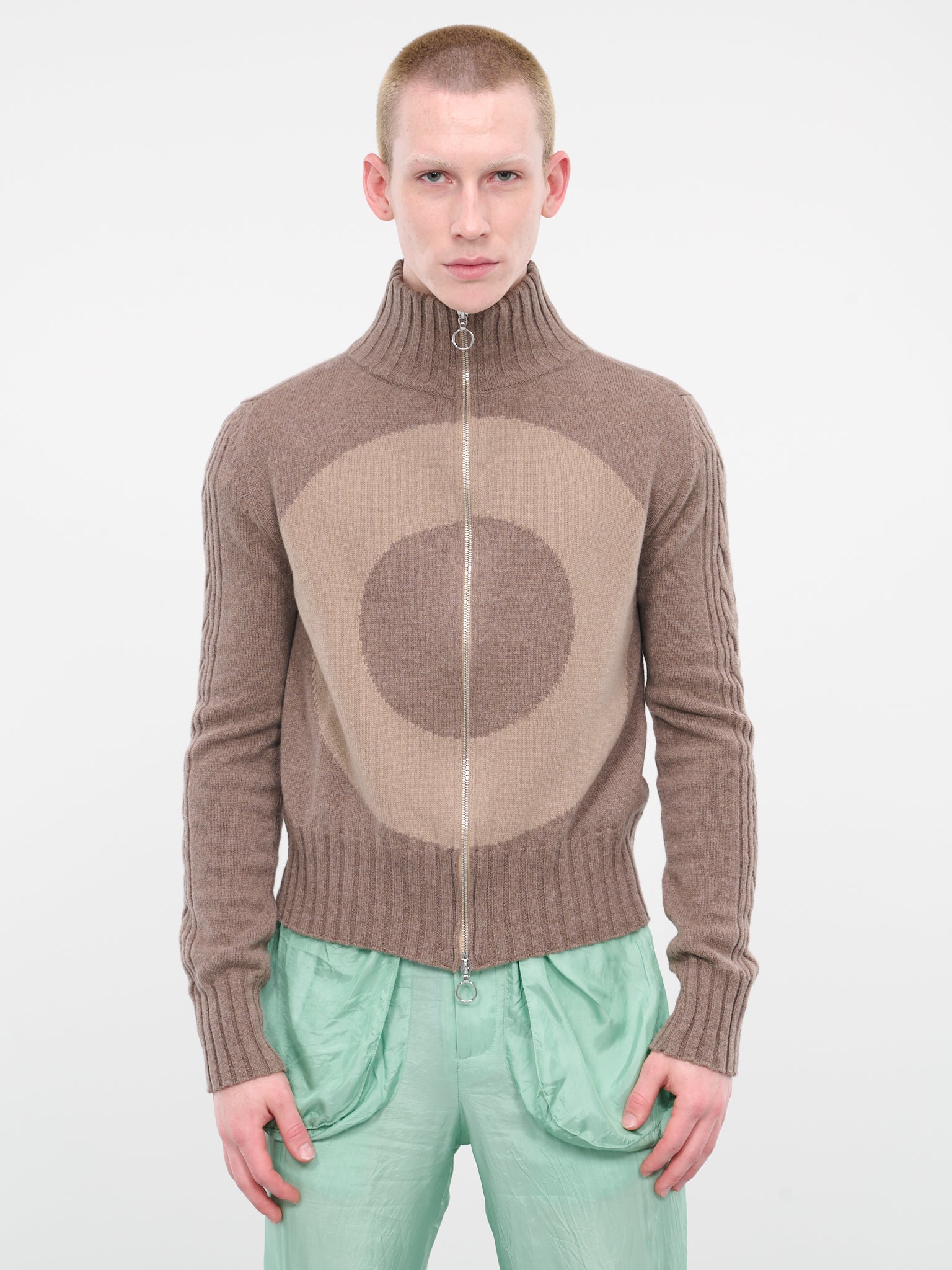 Circle Knit Sweater (K01-BROWN-BEIGE)