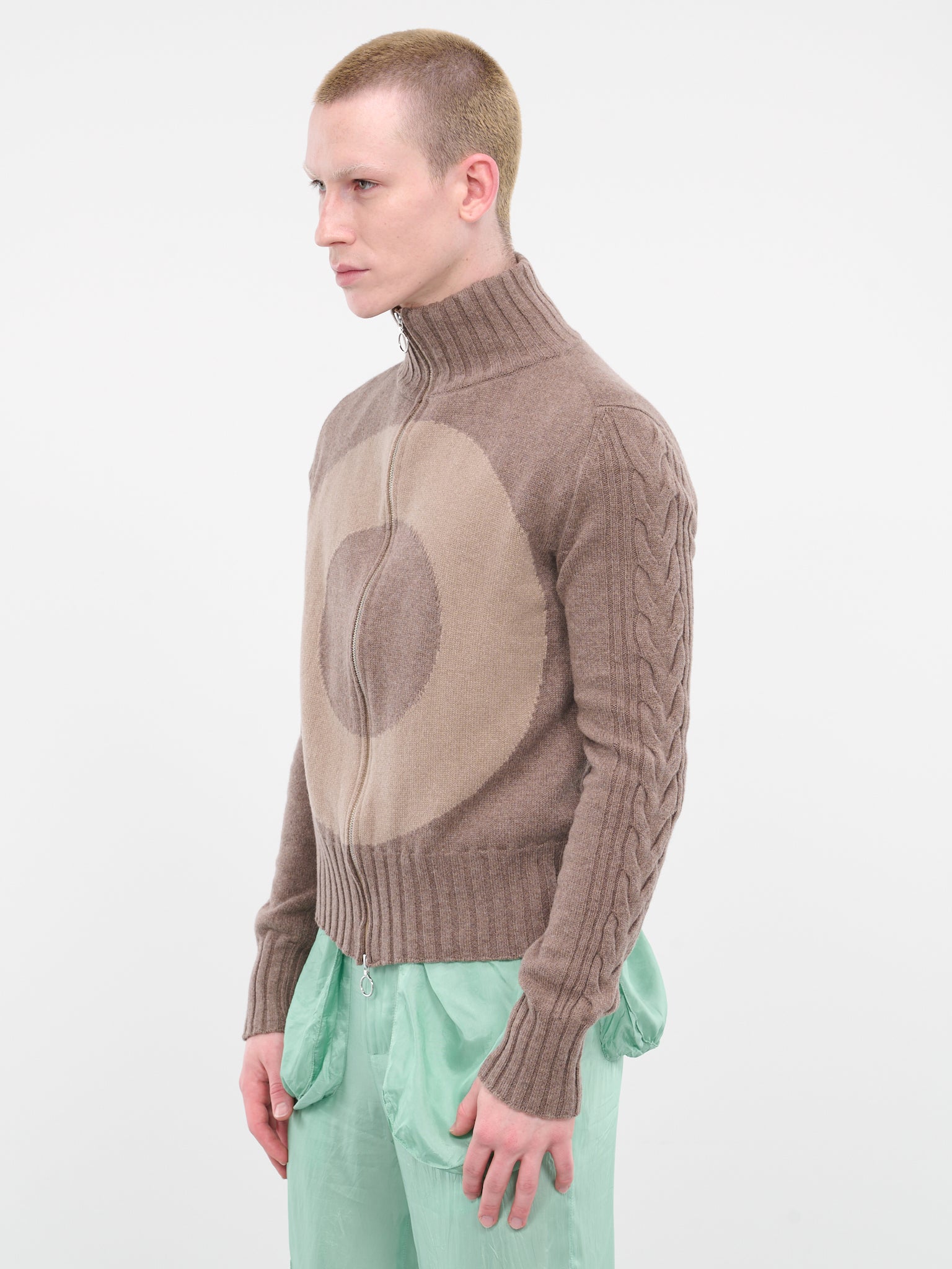 Circle Knit Sweater (K01-BROWN-BEIGE)