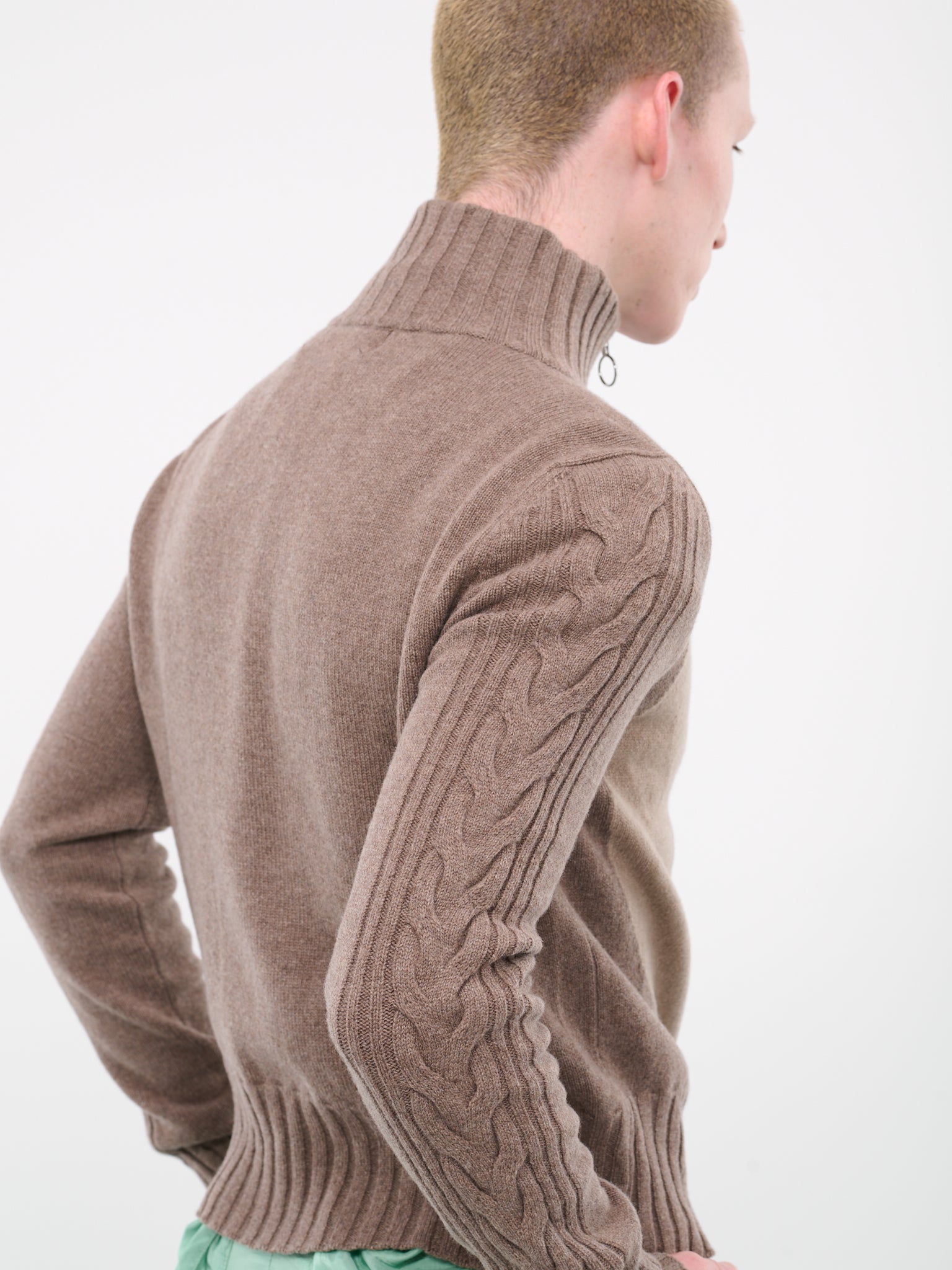 Circle Knit Sweater (K01-BROWN-BEIGE)