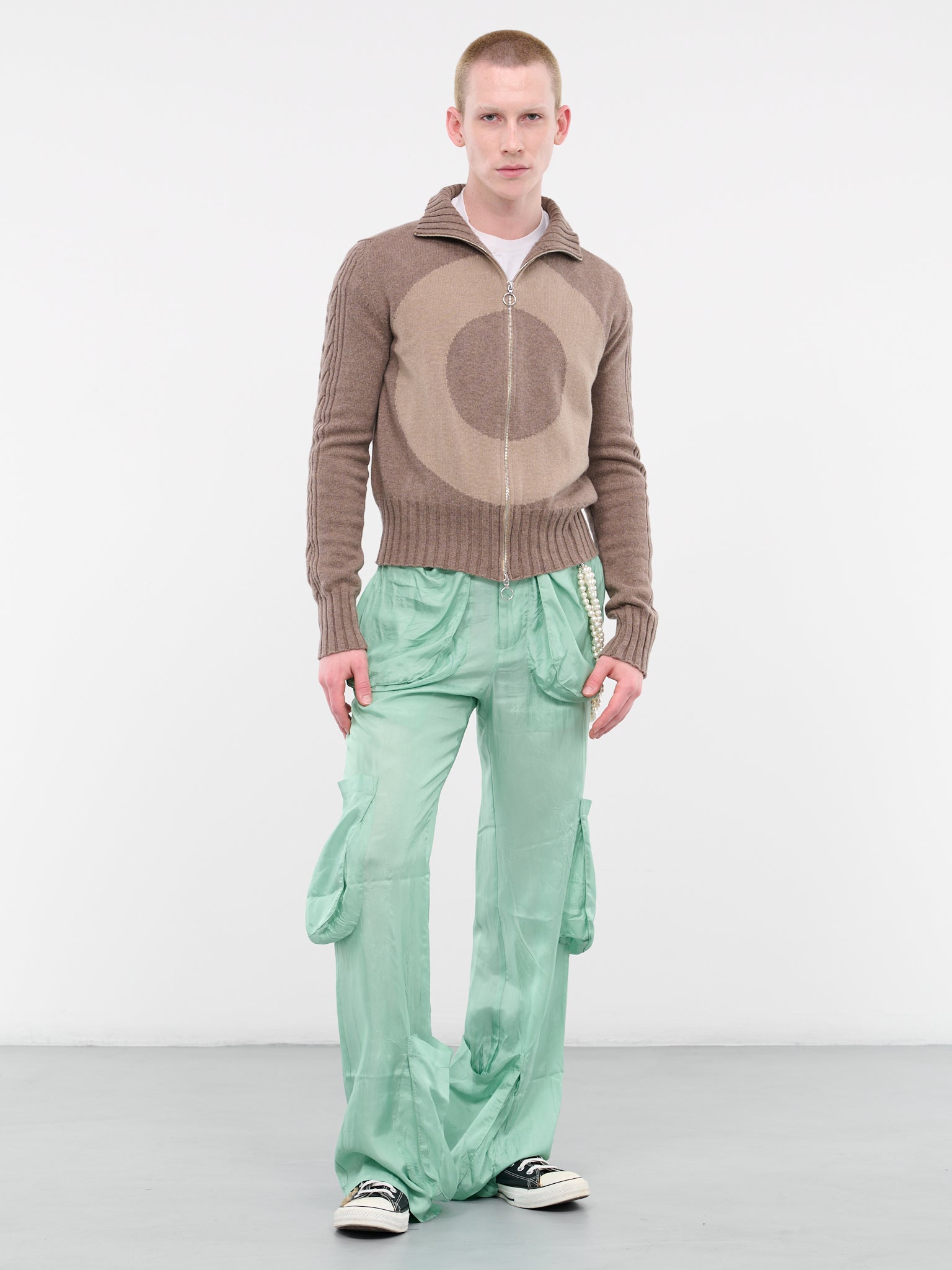 Circle Knit Sweater (K01-BROWN-BEIGE)