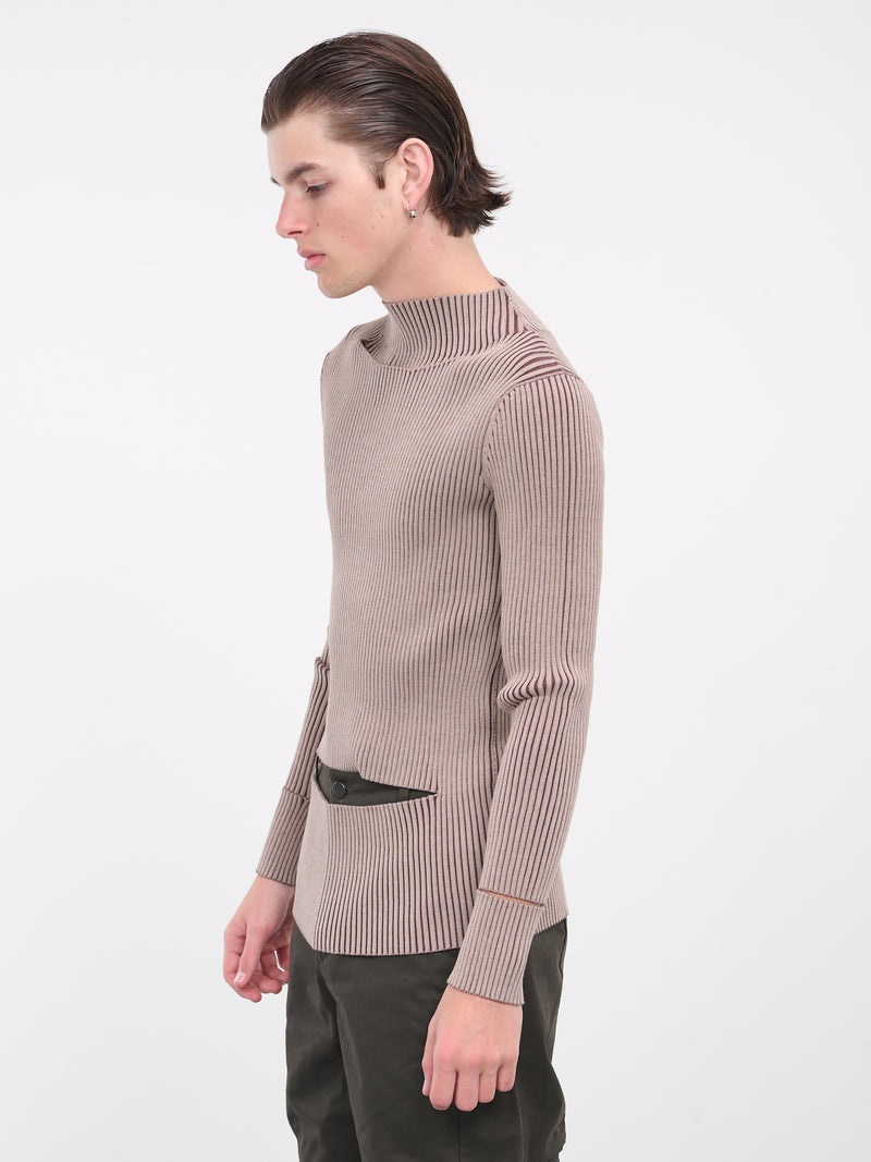 Cut-out Rib Knit (K02-BG-BEIGE-DARK-BROWN)