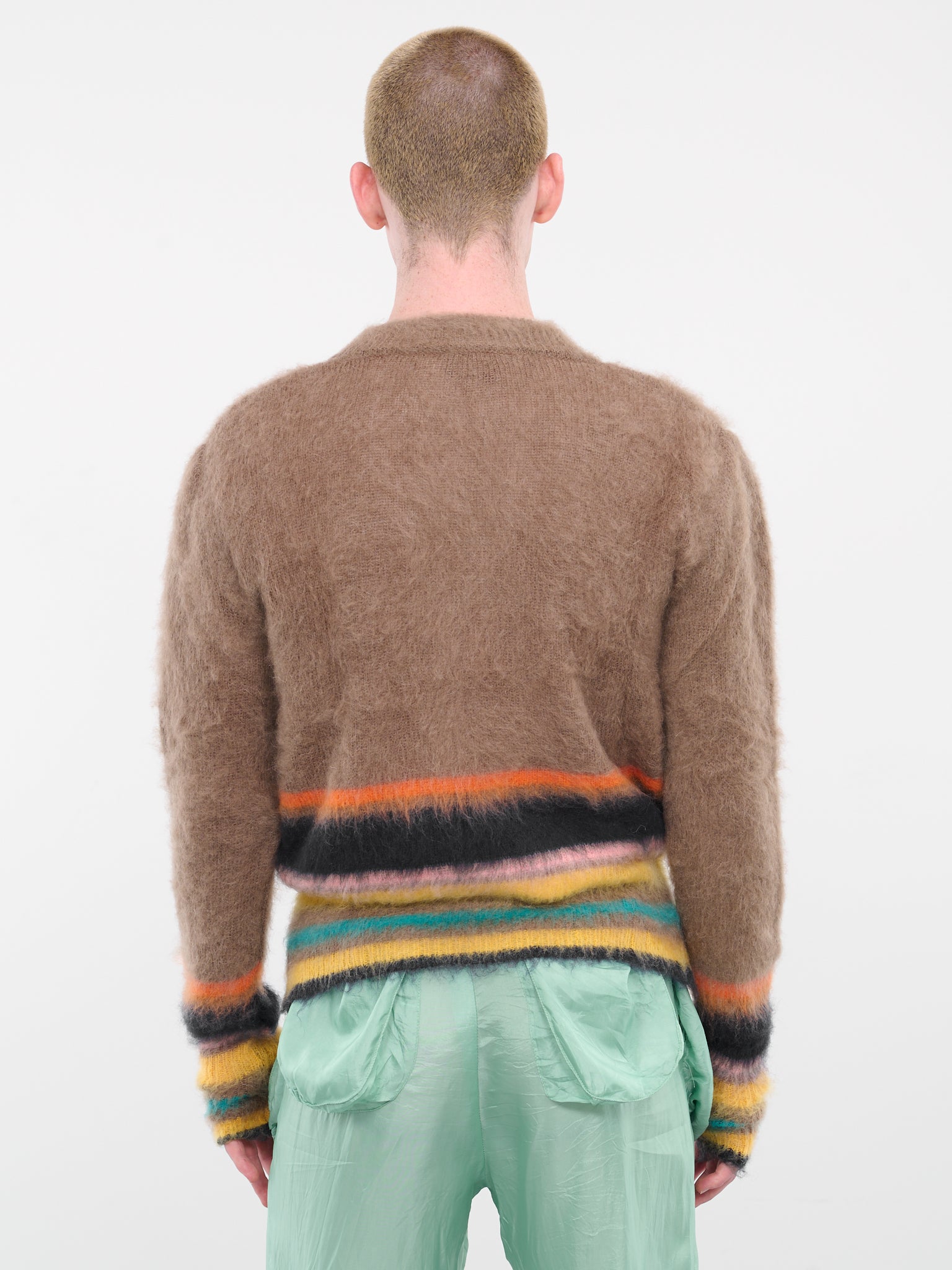 Stripe Mohair Cardigan (K04-LIGHT-BROWN-MULTI)
