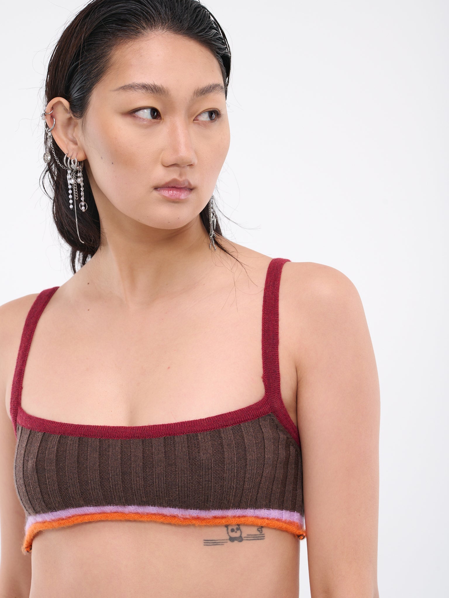 Stripe Knit Bra (K10-BROWN-MULTI)
