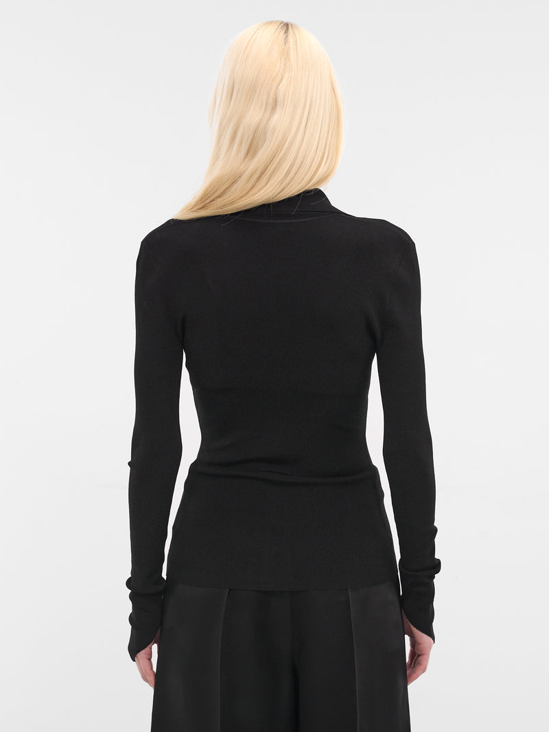 Black Angular Rib-Knit Top (K1002-BLACK)