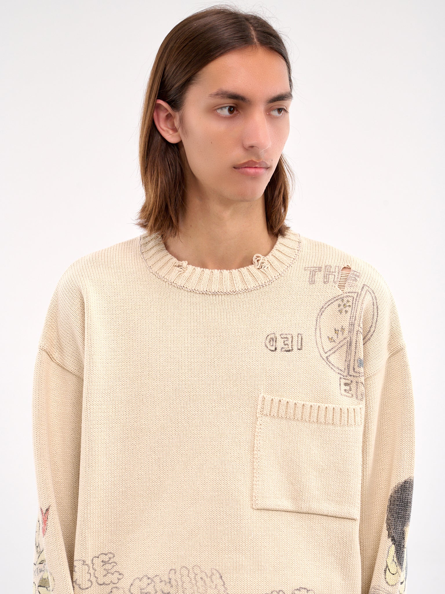 Memorial Paint 5G Knit Sweater (K205KN085-NATURAL)