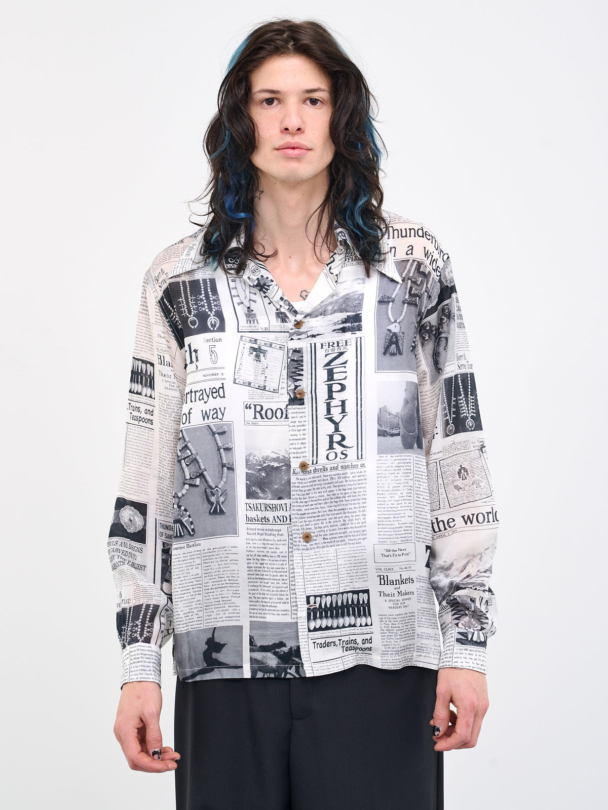 Pueblo Newspaper Shirt (K2303LS009-WHITE)
