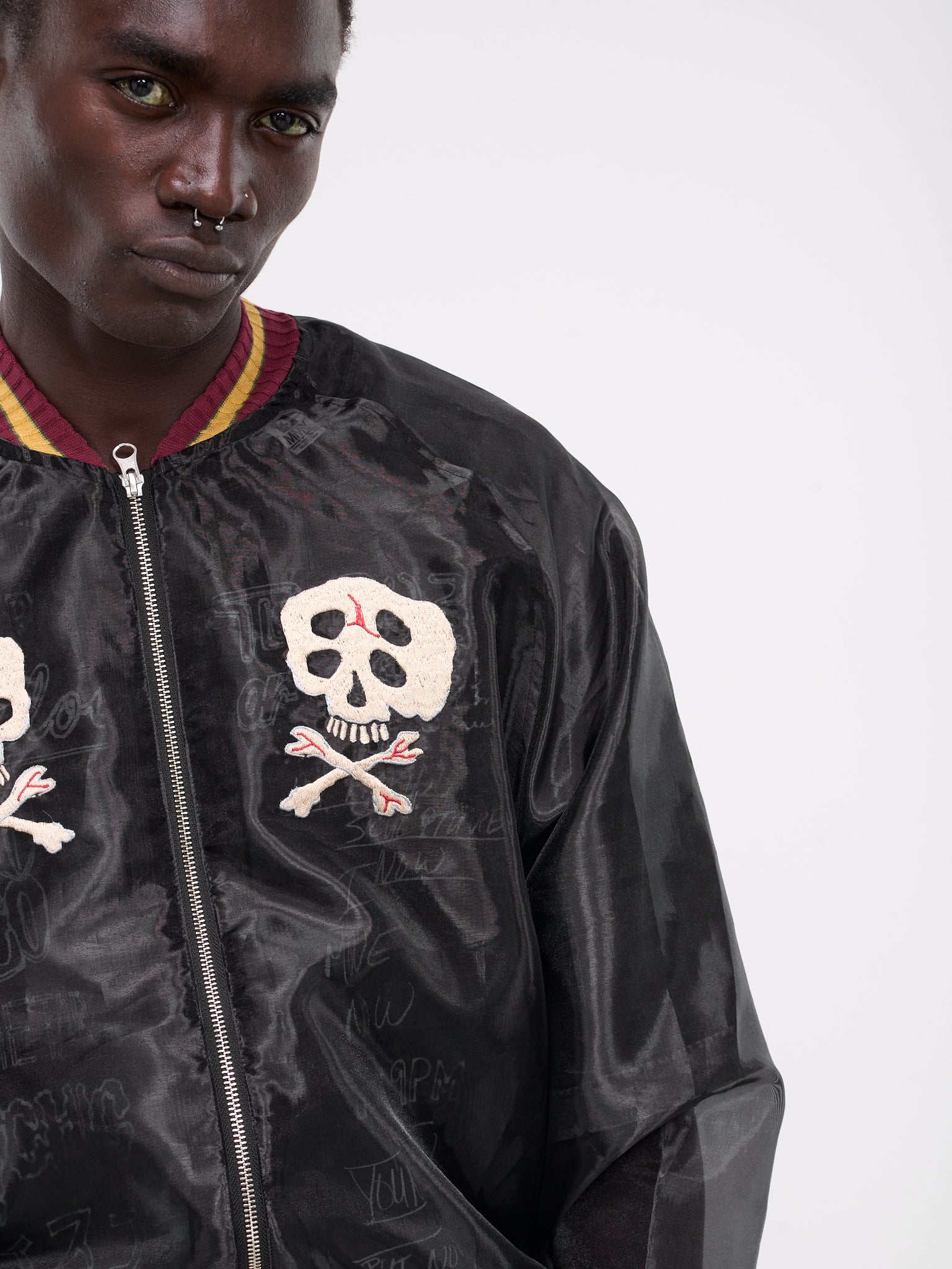 Sheer Pearl Rain Skull Jacket (K2404LJ147-BLACK)