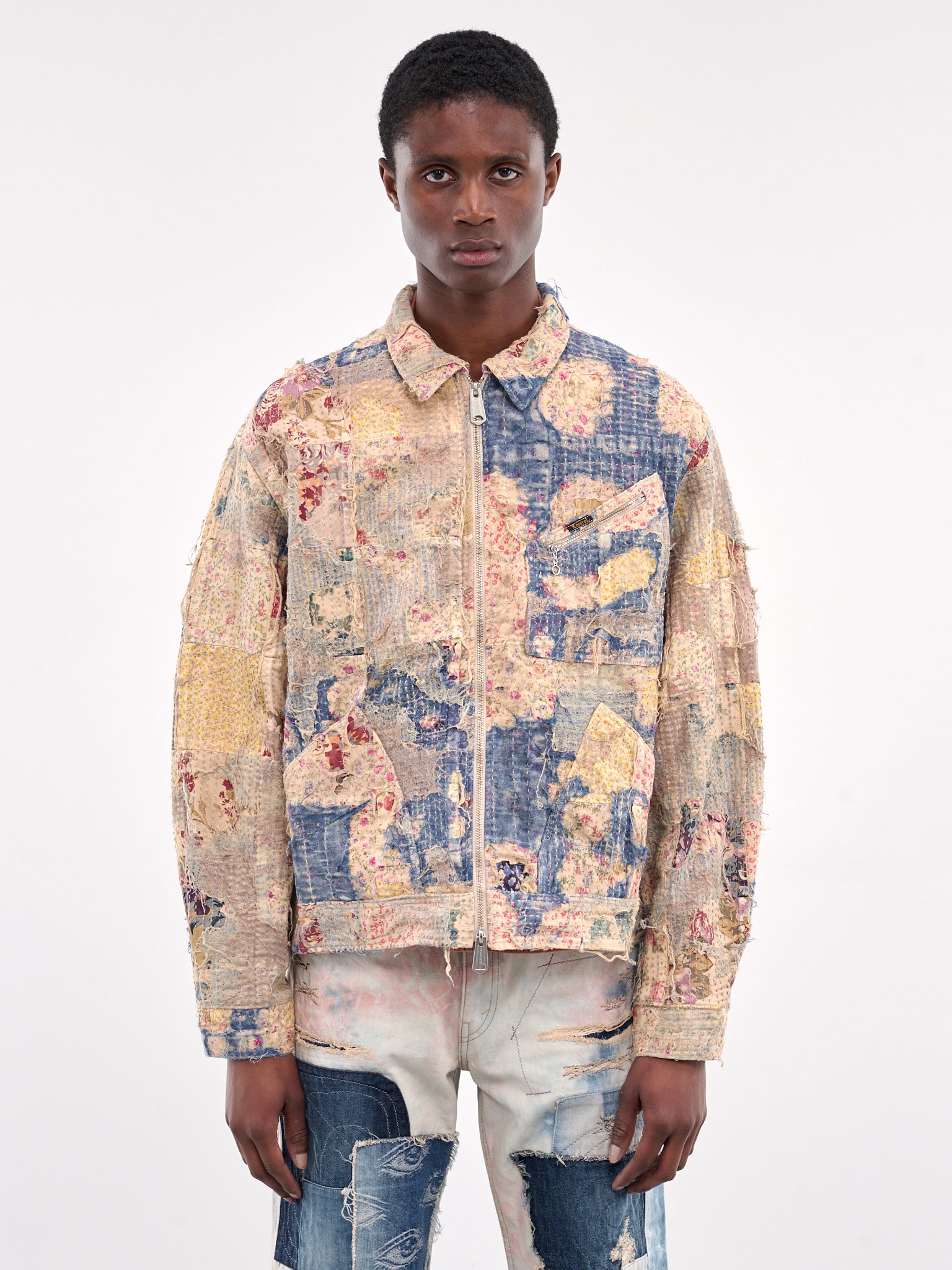 Boro Virgin Mary Zip Jacket (K2412LJ157-GRAY-BEIGE)