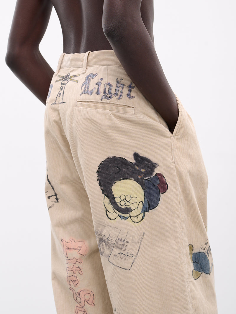 'Memorial Paint' Baggy Corduroy Trousers (K2502LP004-BE-BEIGE)