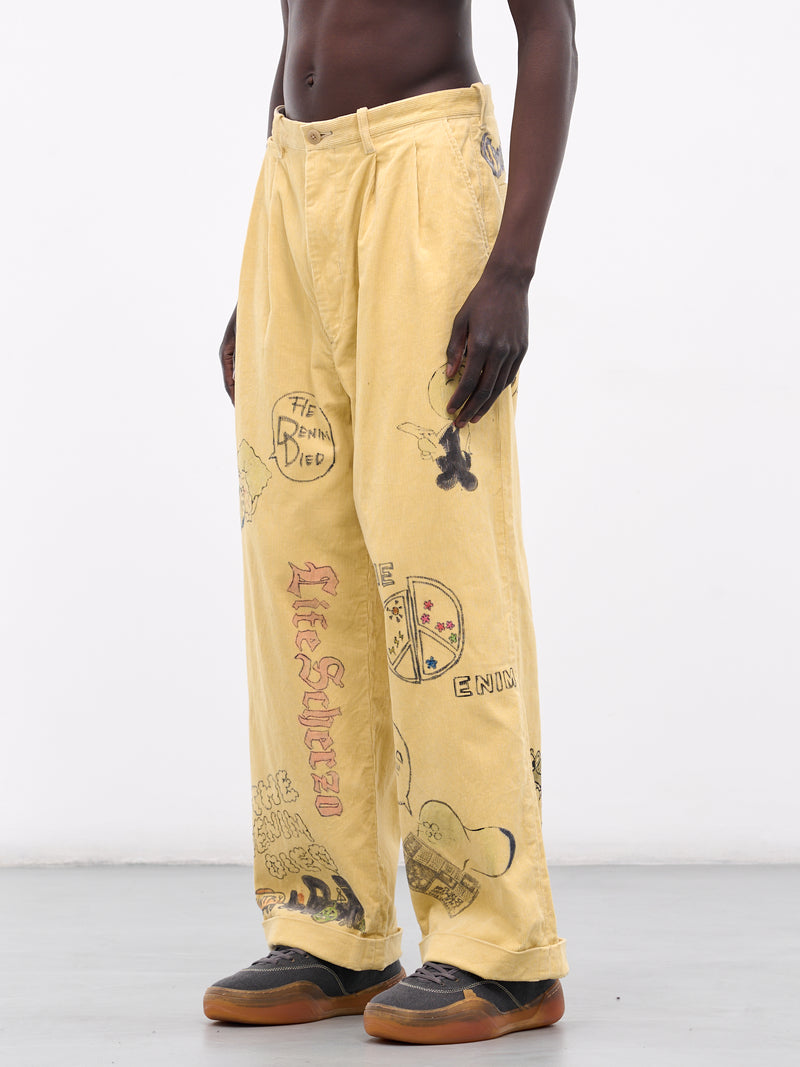 'Memorial Paint' Baggy Corduroy Trousers (K2502LP004-LYL-LIGHT-YELLOW)