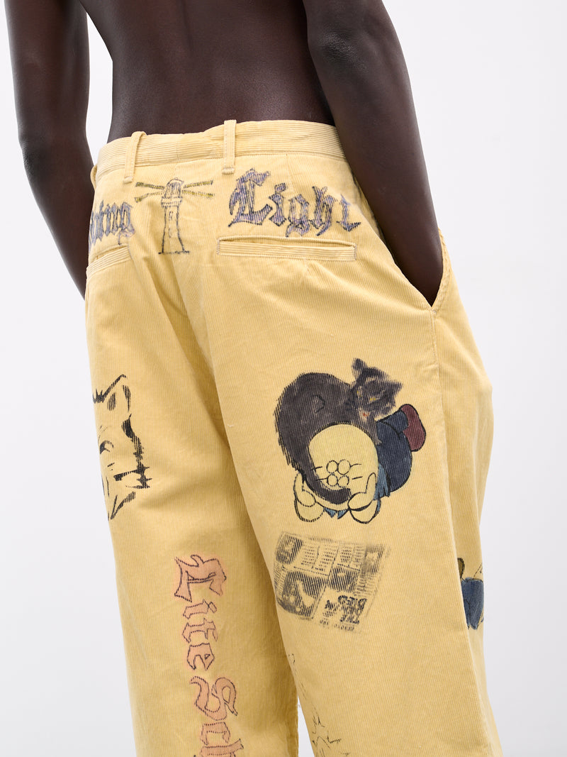 'Memorial Paint' Baggy Corduroy Trousers (K2502LP004-LYL-LIGHT-YELLOW)