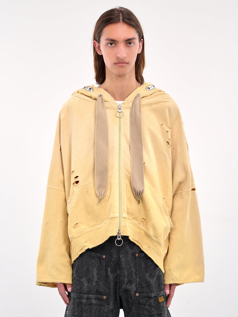 Thriller Distressed Devil Studs Hoodie (K2503LC053-LIGHT-YELLOW)