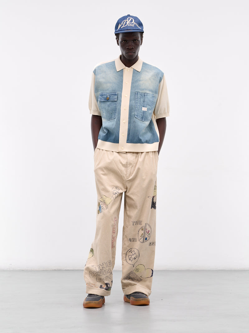 'Memorial Paint' Baggy Corduroy Trousers (K2502LP004-BE-BEIGE)