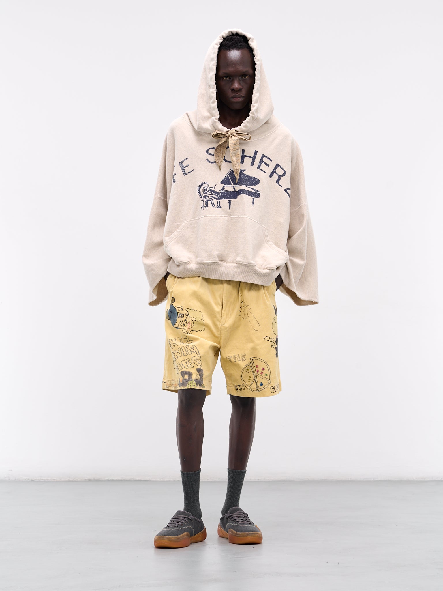 'Memorial Paint' Baggy Corduroy Shorts (K2502SP003-LYL-LIGHT-YELLOW)