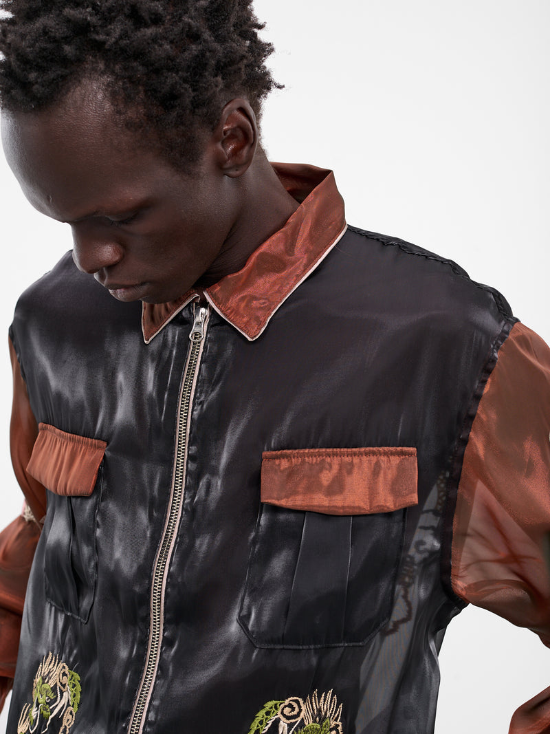 Sheer Japan Souvenir Zip Jacket (K2504LJ183-BKB-BLACK-BROWN)