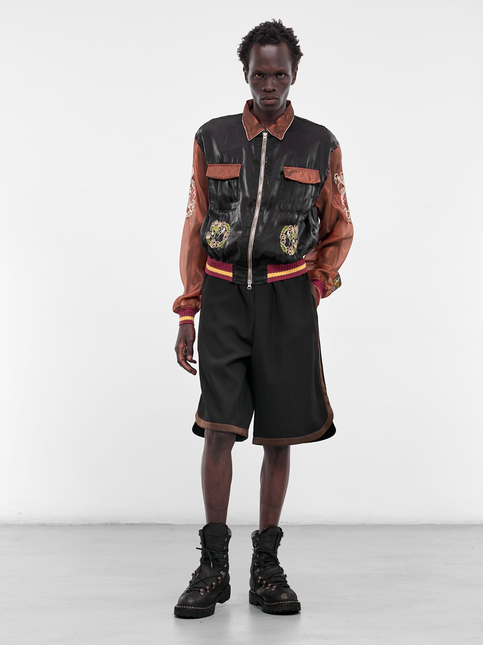 Sheer Japan Souvenir Zip Jacket (K2504LJ183-BKB-BLACK-BROWN)