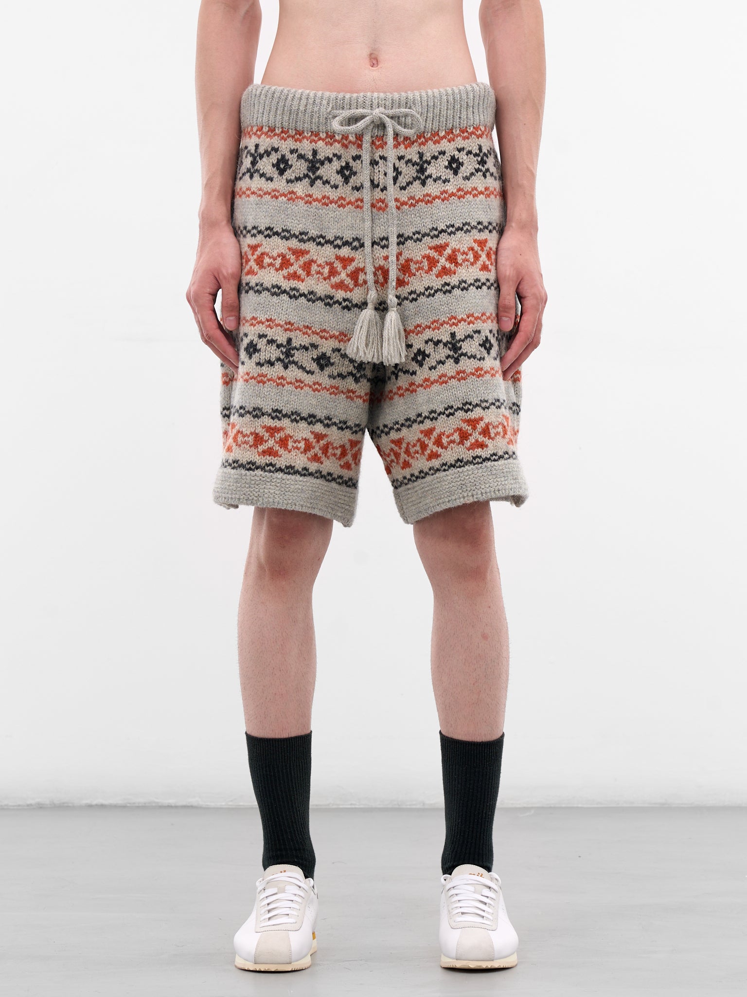 Fair Isle Wool Knit Shorts (K2509KN027-ORANGE)