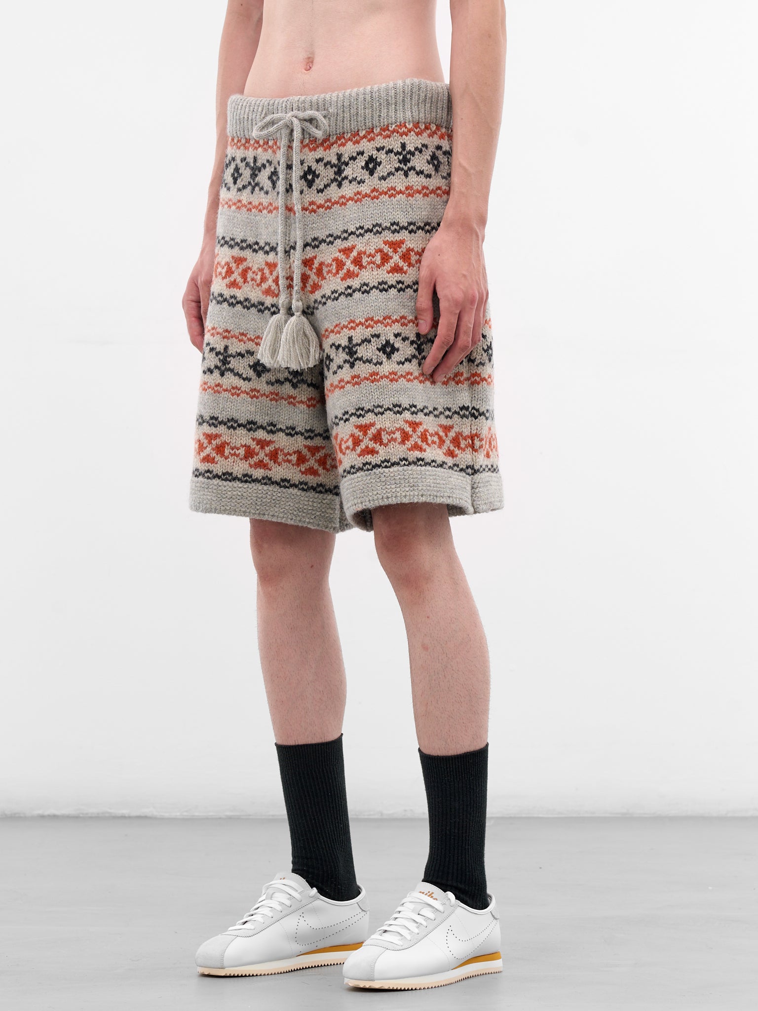 Fair Isle Wool Knit Shorts (K2509KN027-ORANGE)