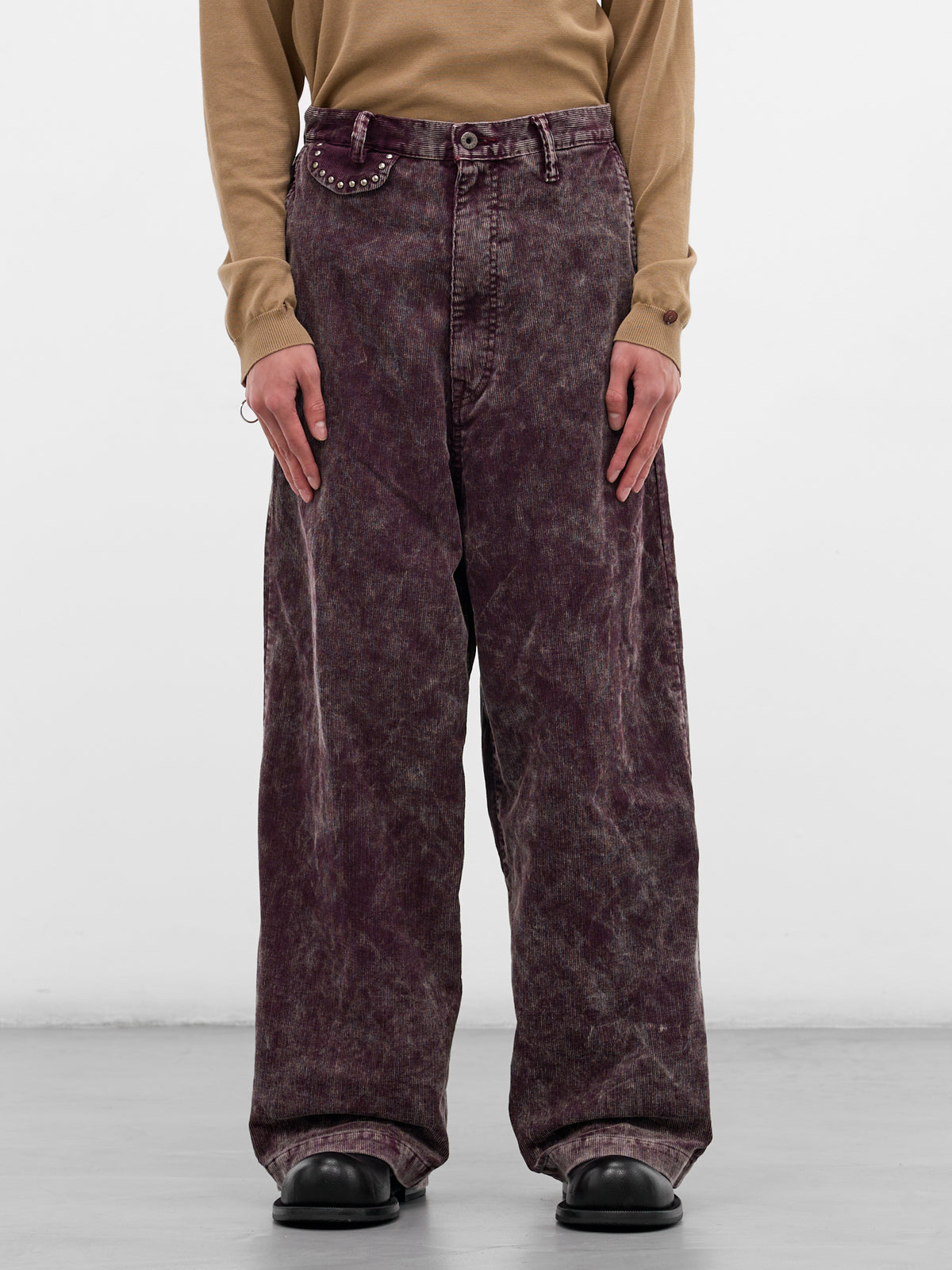Burgundy Corduroy Wide Leg Trousers (K2509LP087-BURGUNDY)