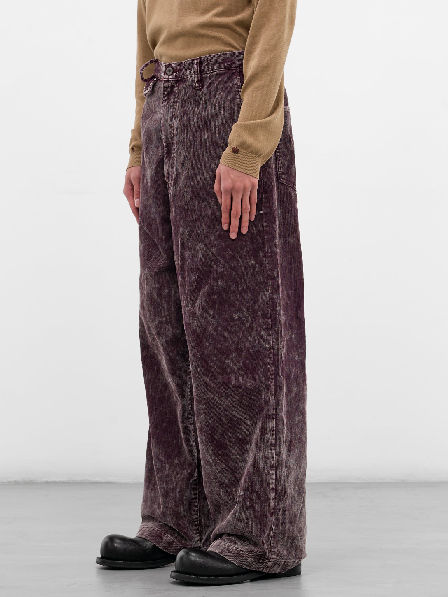 Burgundy Corduroy Wide Leg Trousers (K2509LP087-BURGUNDY)