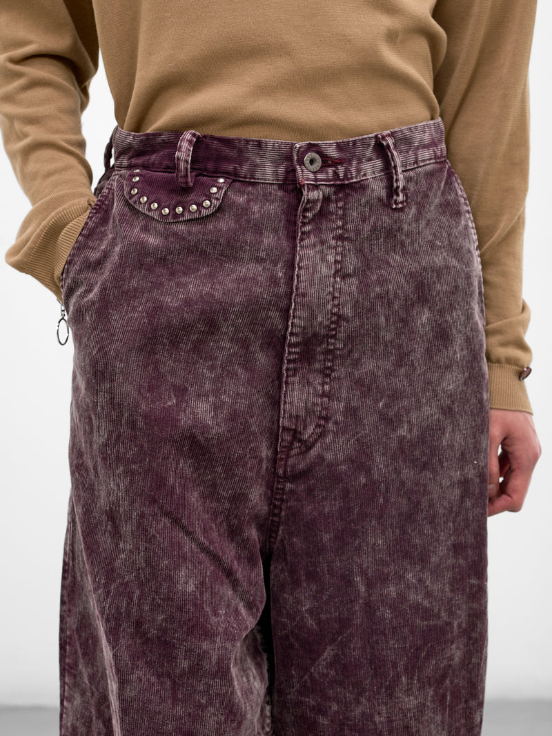 Burgundy Corduroy Wide Leg Trousers (K2509LP087-BURGUNDY)