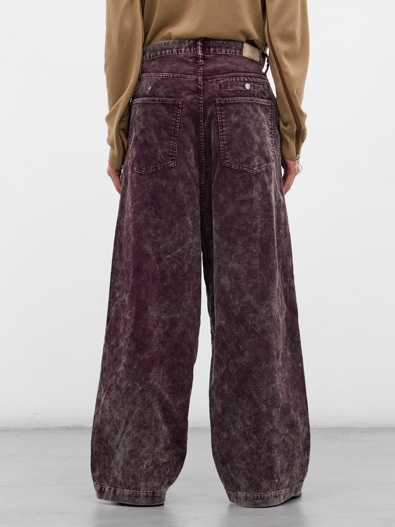 Burgundy Corduroy Wide Leg Trousers (K2509LP087-BURGUNDY)