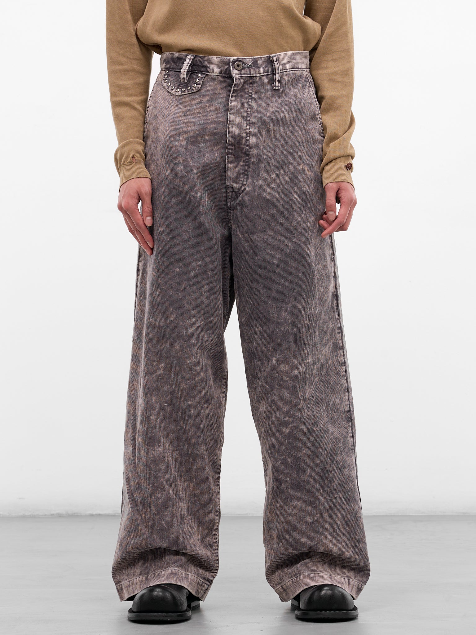 Gray Corduroy Wide Leg Trousers (K2509LP087-GRAY)