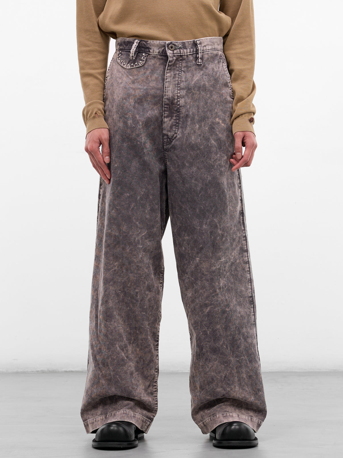 Gray Corduroy Wide Leg Trousers (K2509LP087-GRAY)