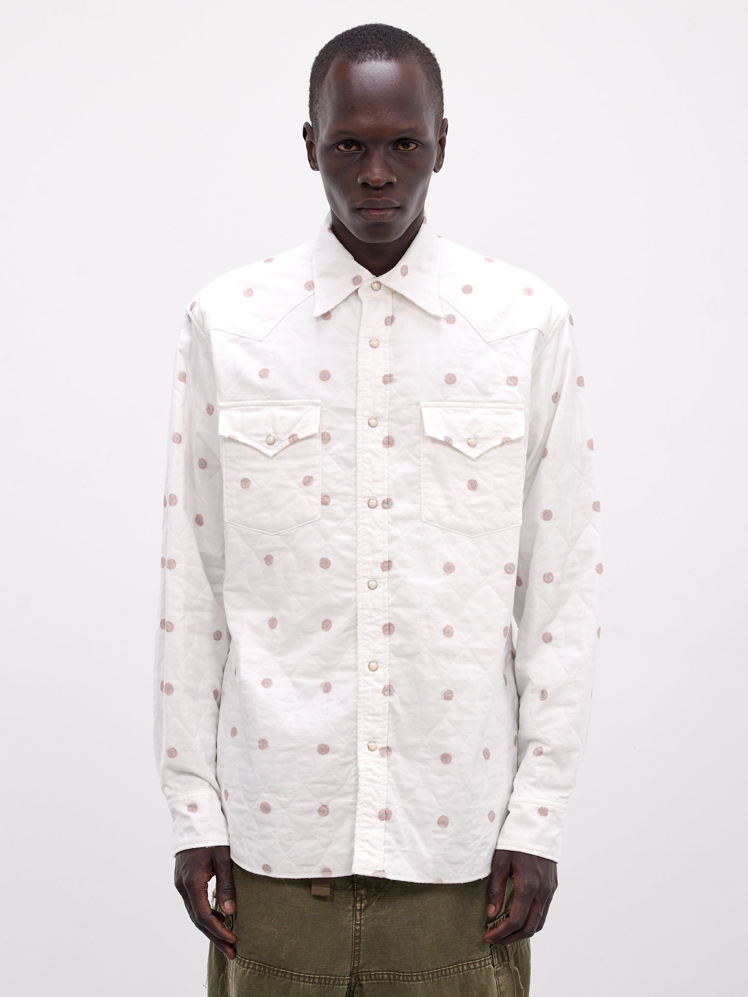 White All-Over Print Western Shirt (K2509LS036-WHITE)