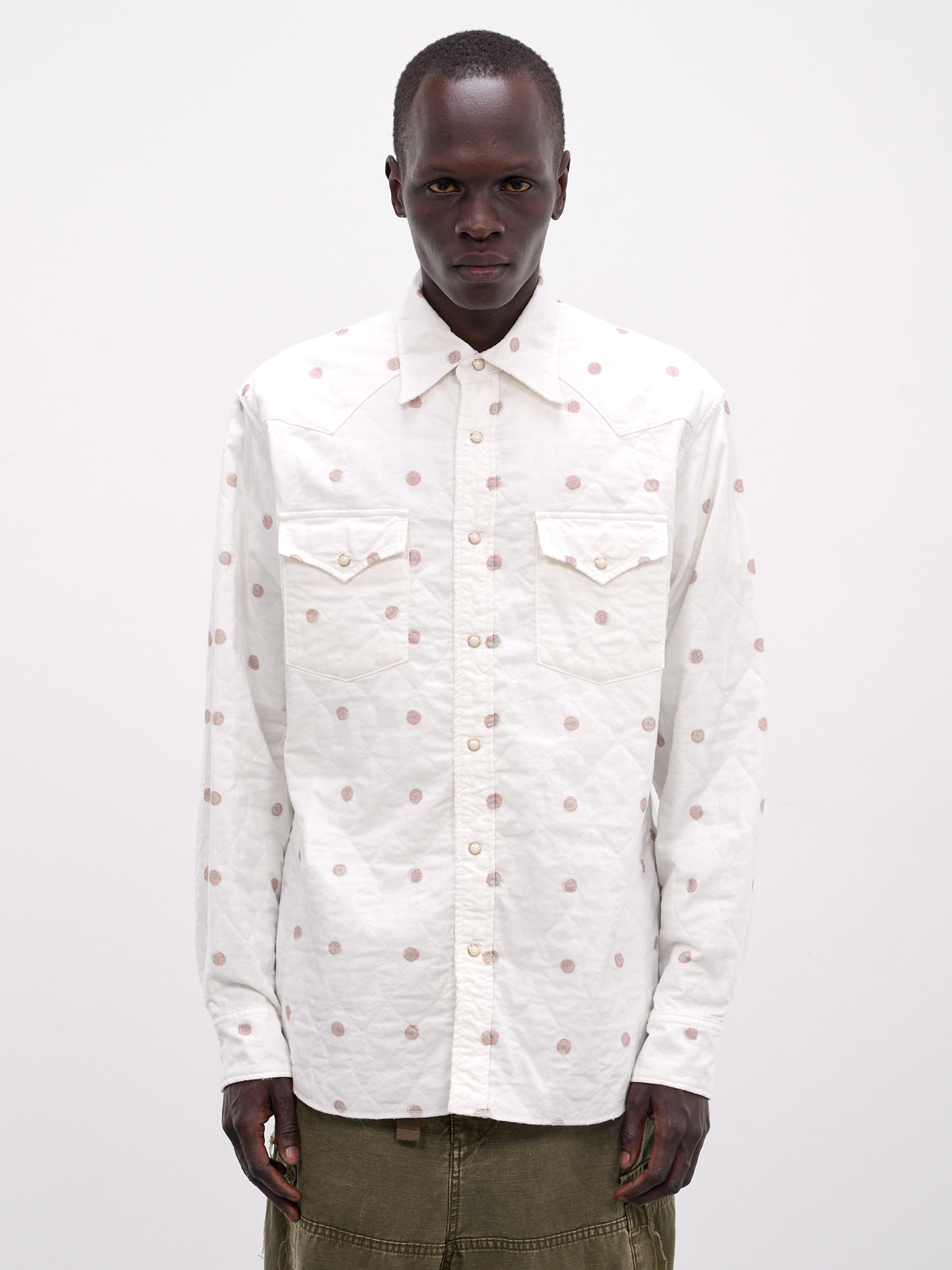 White All-Over Print Western Shirt (K2509LS036-WHITE)