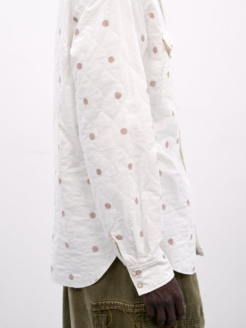 White All-Over Print Western Shirt (K2509LS036-WHITE)